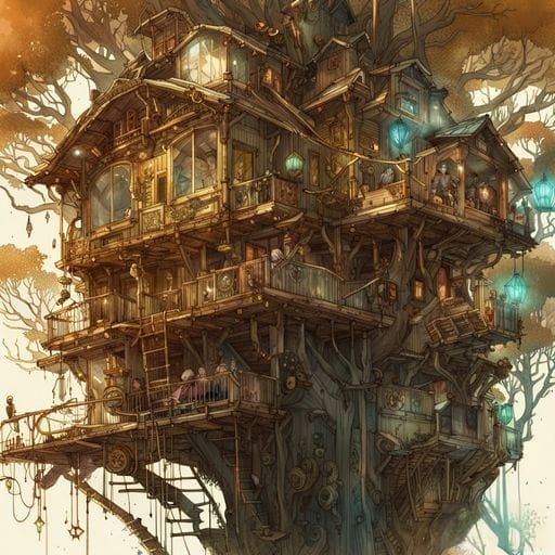 Enchanting AI-Generated Tree House