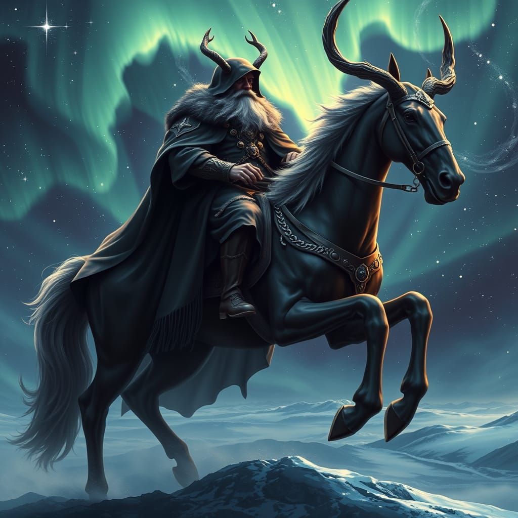 Odin Rides Sleipnir Across the Nine Worlds