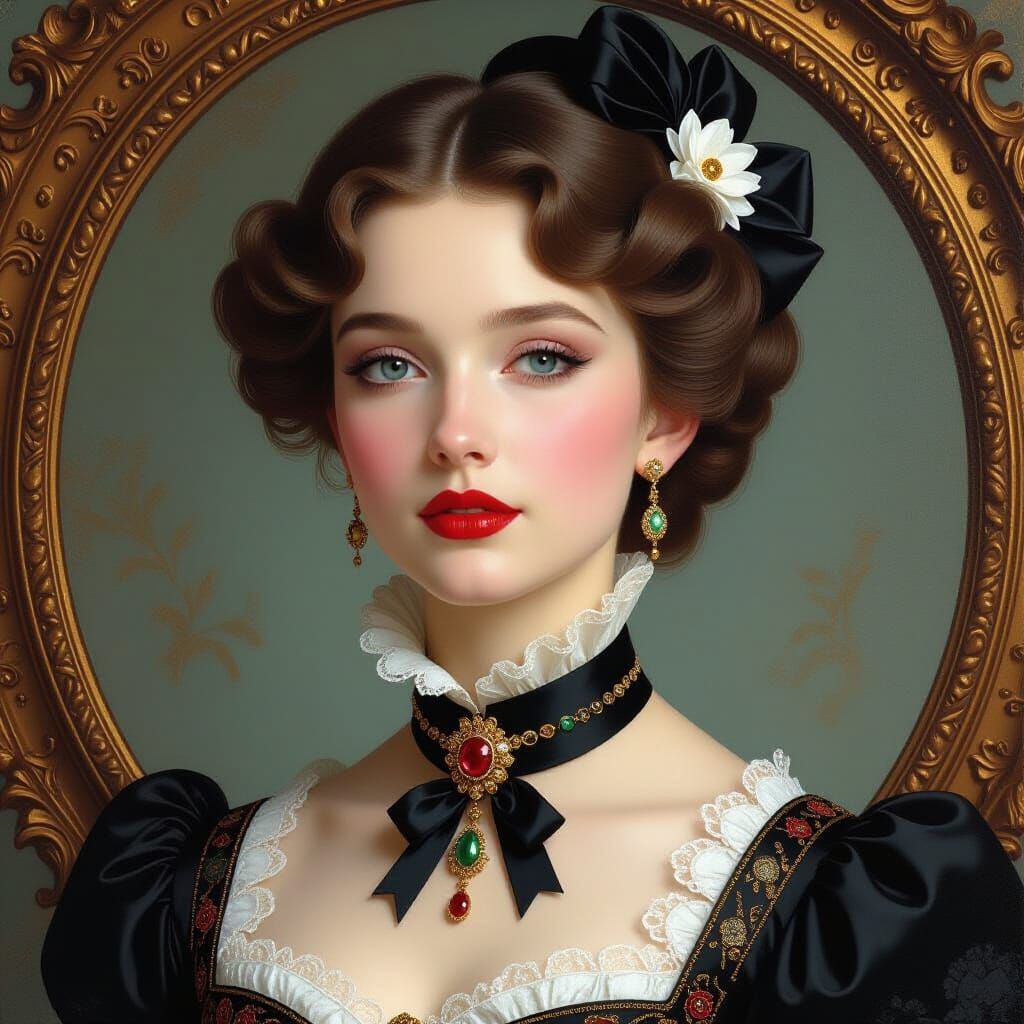 Majestic Woman in Victorian Setting, Hyperrealistic Detail