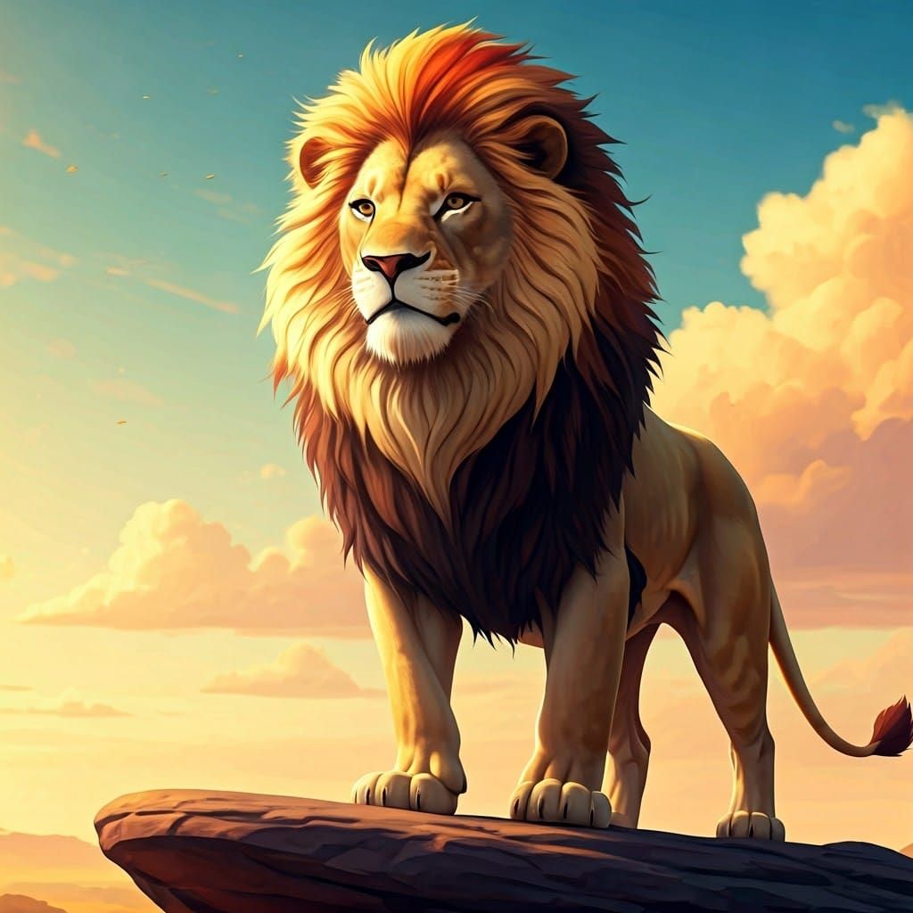 Lion King on Pride Rock: 3D Anime Art