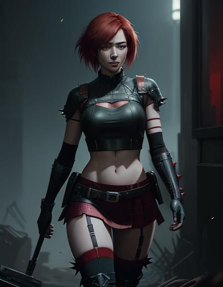 Anime Woman with Red Hair in Hyperrealistic Style