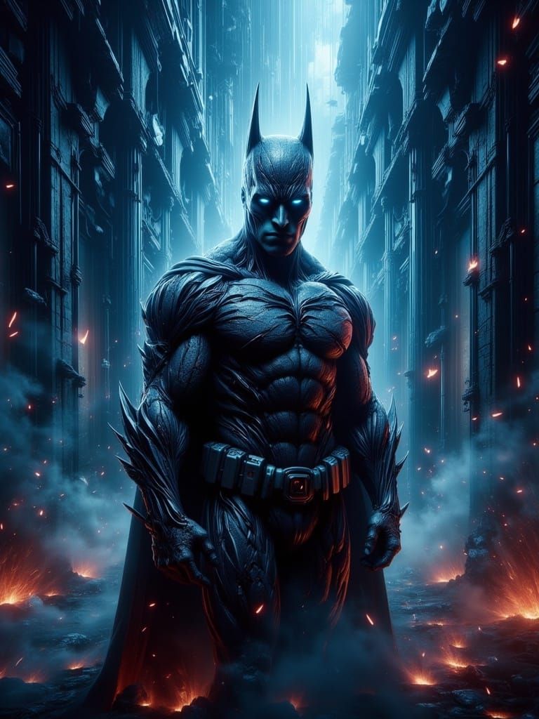 Dark Knight Amidst Cyberpunk Datastorm