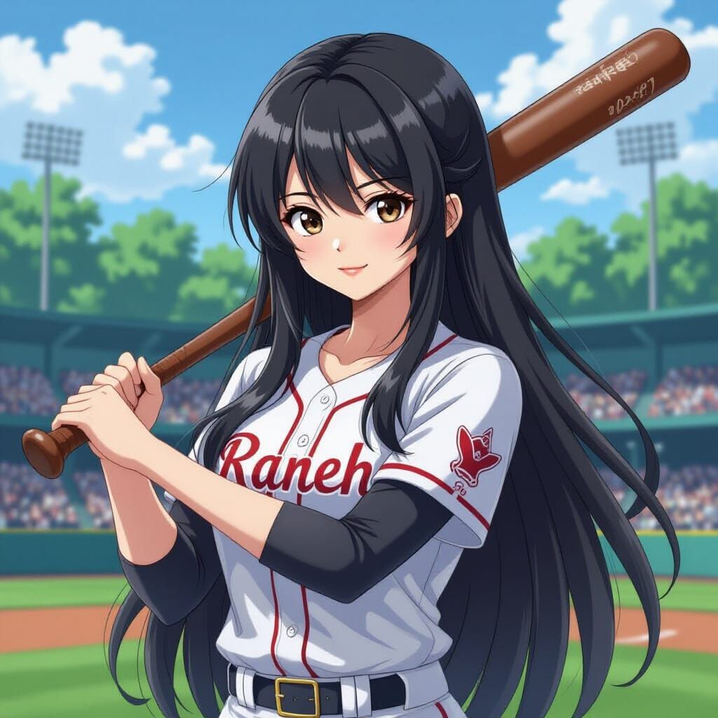 Anime Princess Rachel in Baseball Uniform
