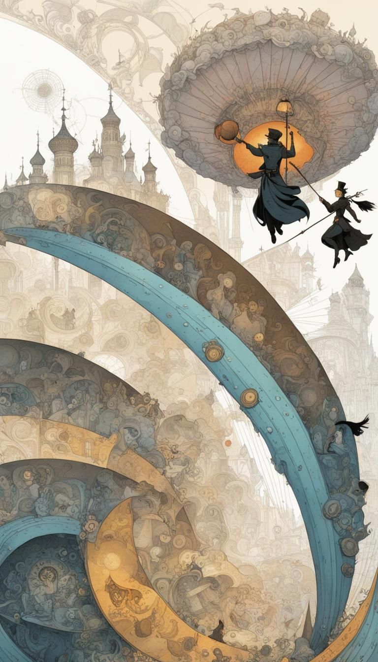 Steampunk Tornado: Pen and Ink Silhouette Art