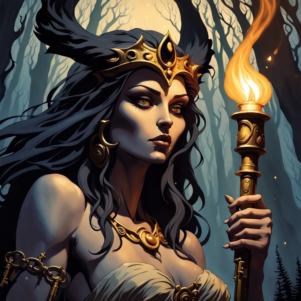 Hekate Portrait in Frazetta Style