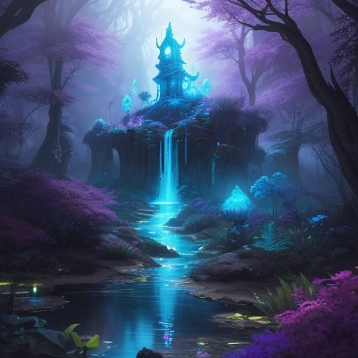 Mystical Woman in Fantasy Landscape Concept Art