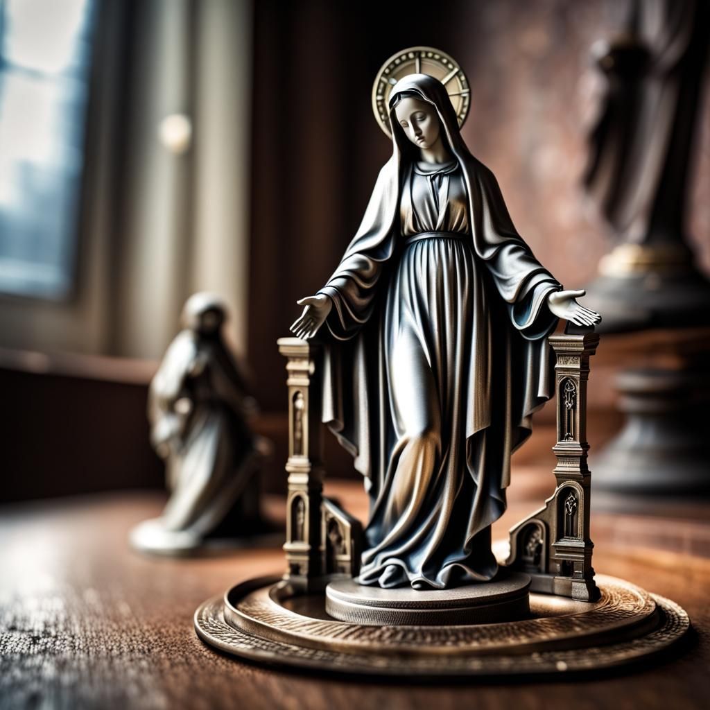 Virgin Mary with Miraculous Medal in HDR