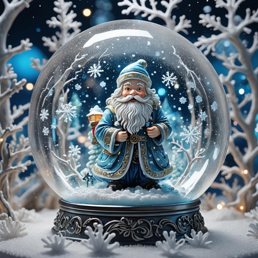 Futuristic Anime Snow Globe with Father Christmas