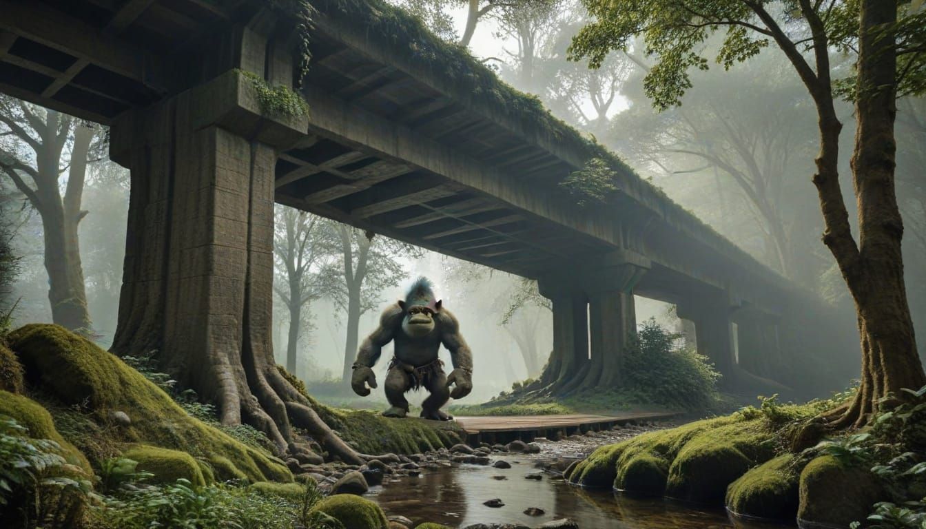 Troll Under Bridge Surrounded by Trees