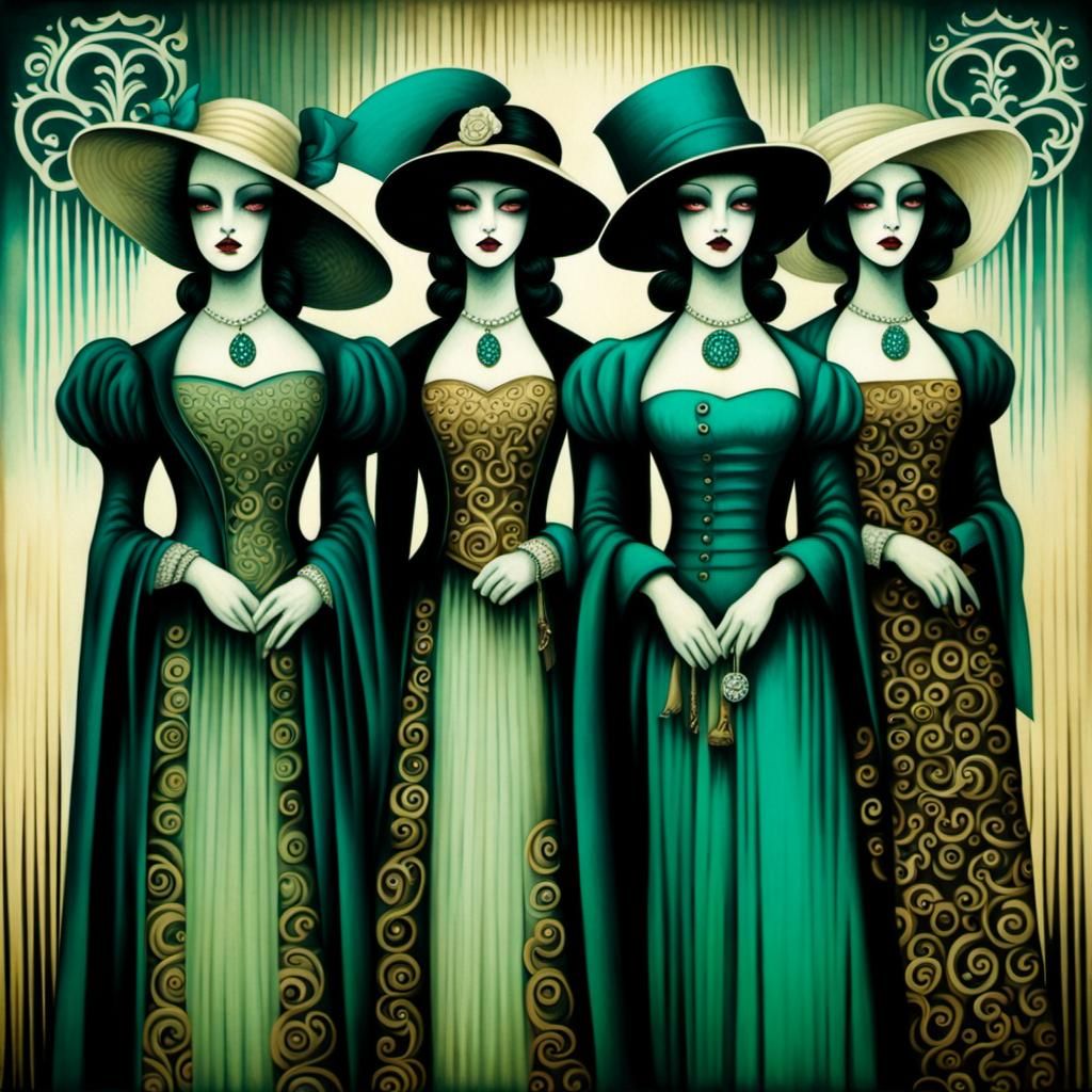 Bridesmaids in Ugly Dresses: Heidelberg School Ink Painting