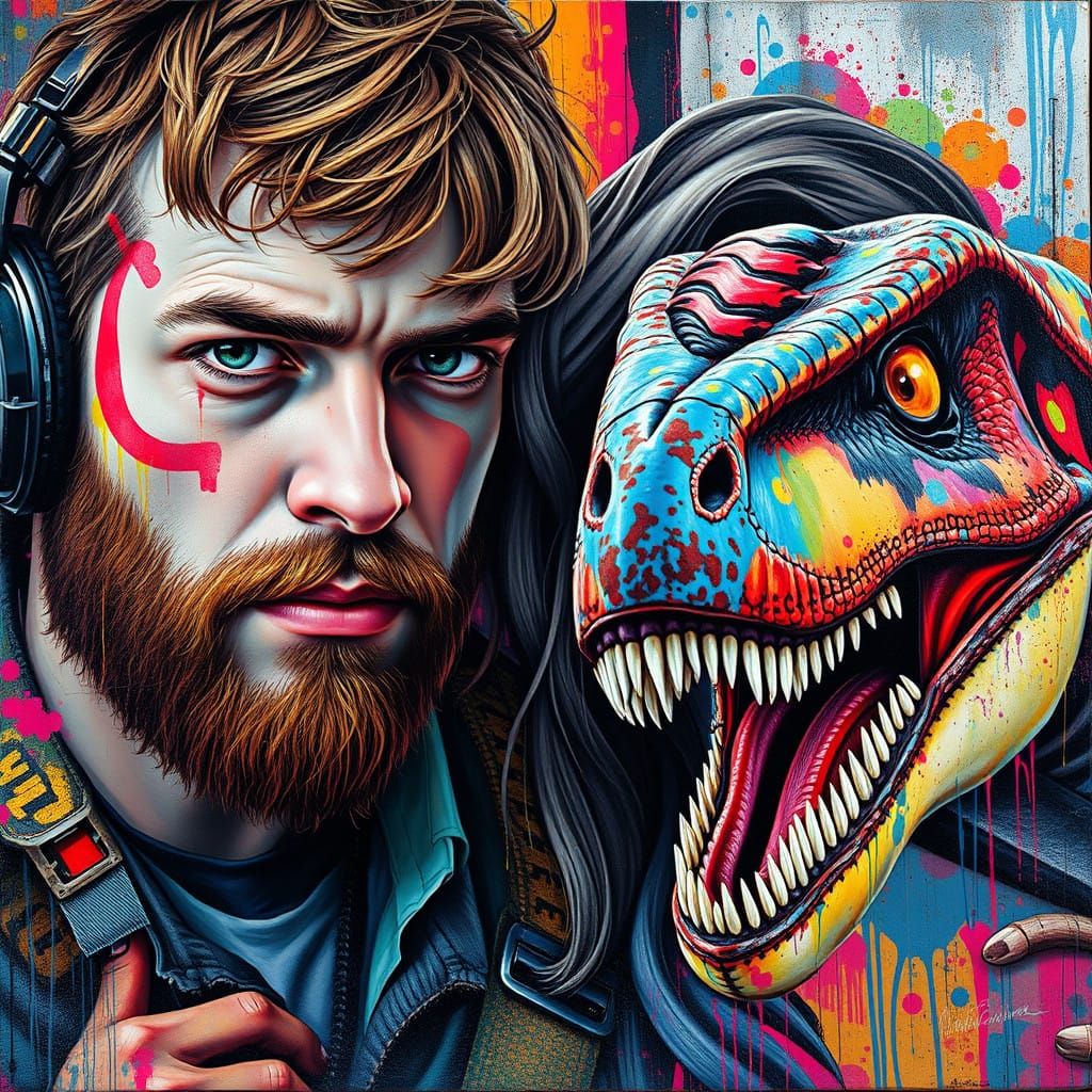 Jurassic World Heroes in Vibrant Graffiti Art