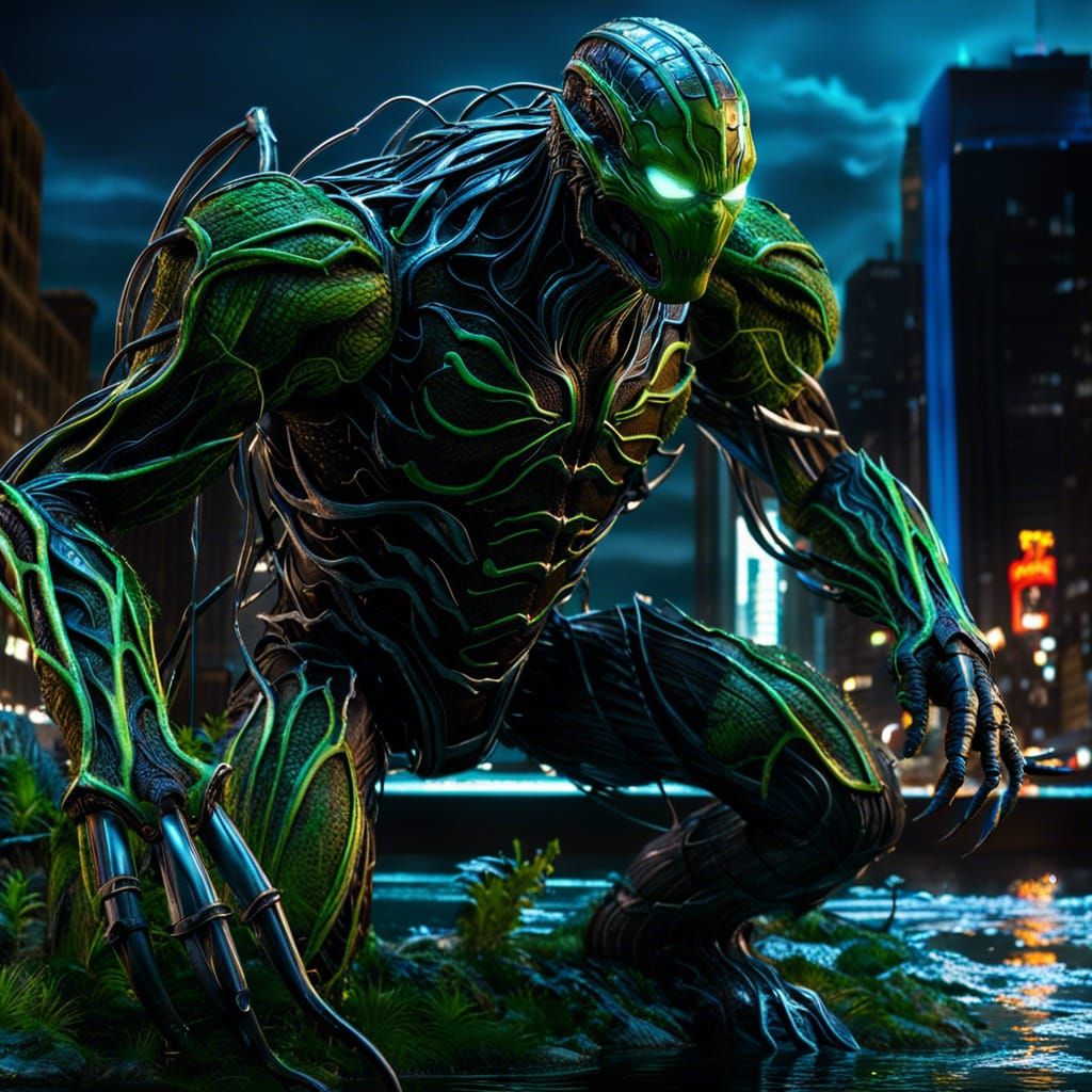Robotic mechanical wired Venom Swamp-thing