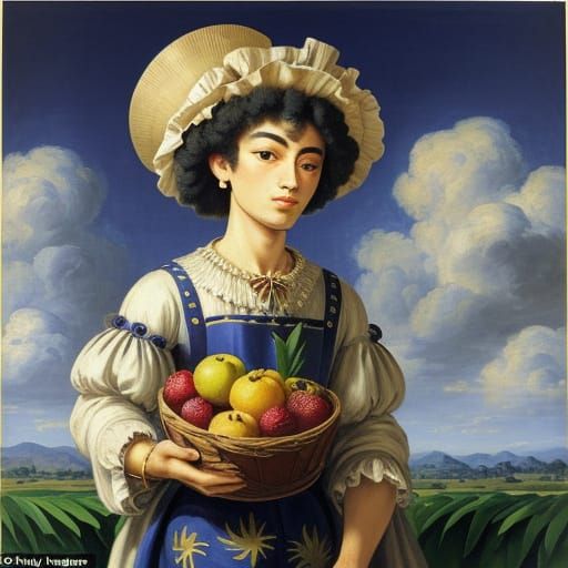 Mystical Fruit Warrior in Vibrant Colors