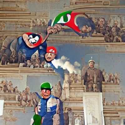 Mario and Luigi Replace Mussolini in Vintage Photo