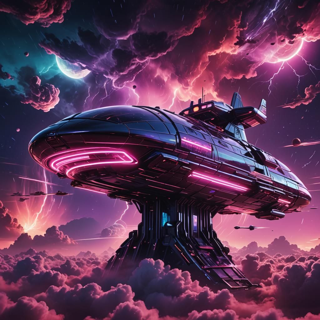 Synthwave Funeral Home Spaceship Invades Jupiter