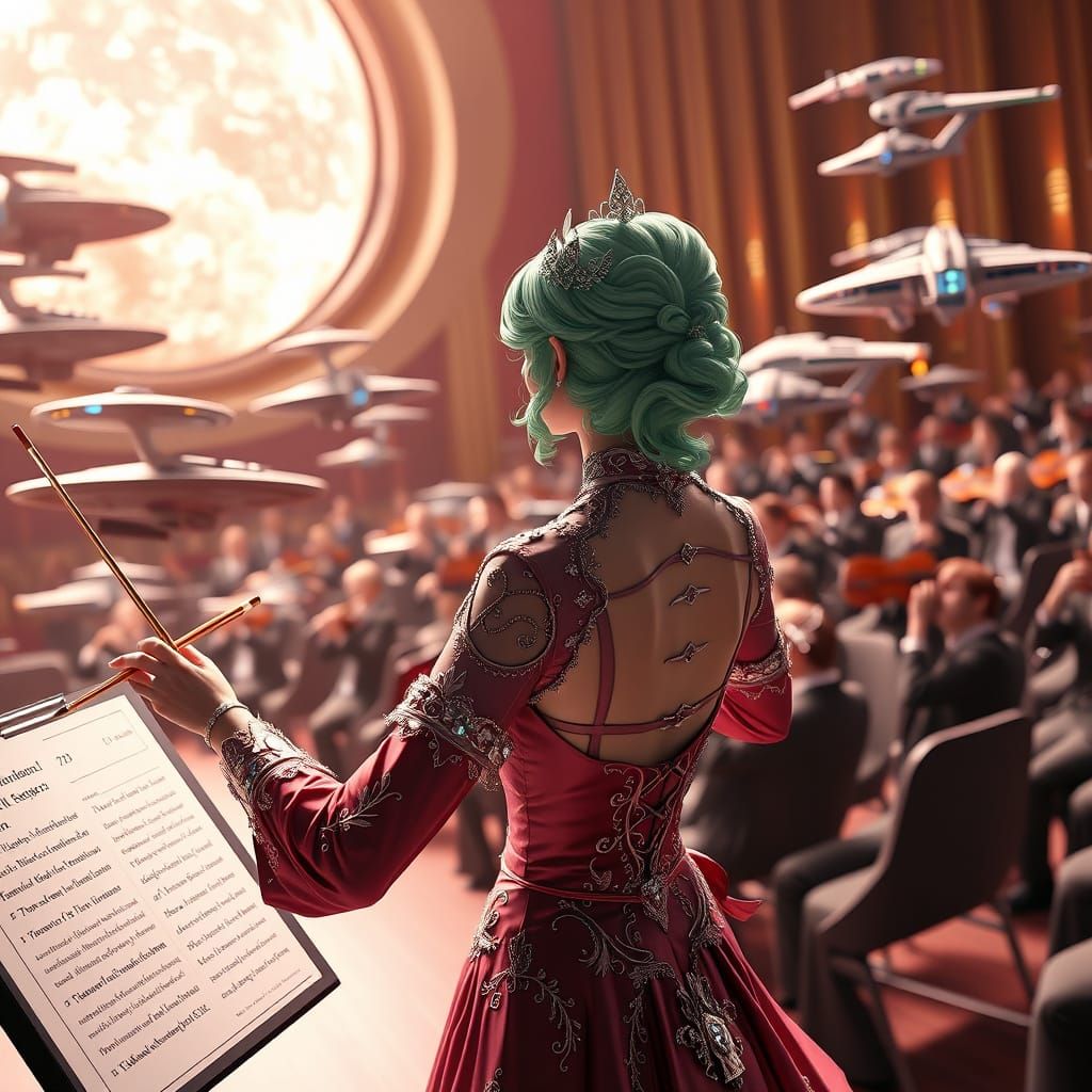 Cyberpunk Starfleet Maestro in Anime Style