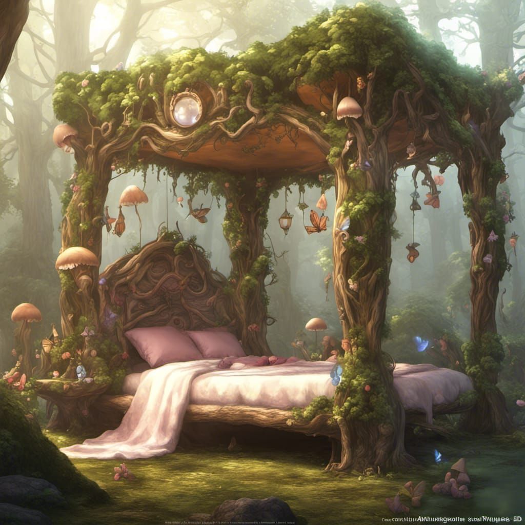 Fairytale Forest Princess Bed in Art Nouveau Style