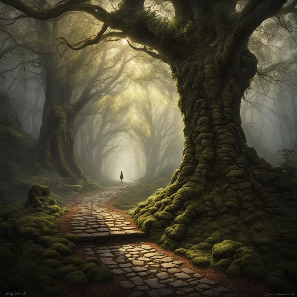 Medieval Rest Stop in Ancient Forest, Horror Art