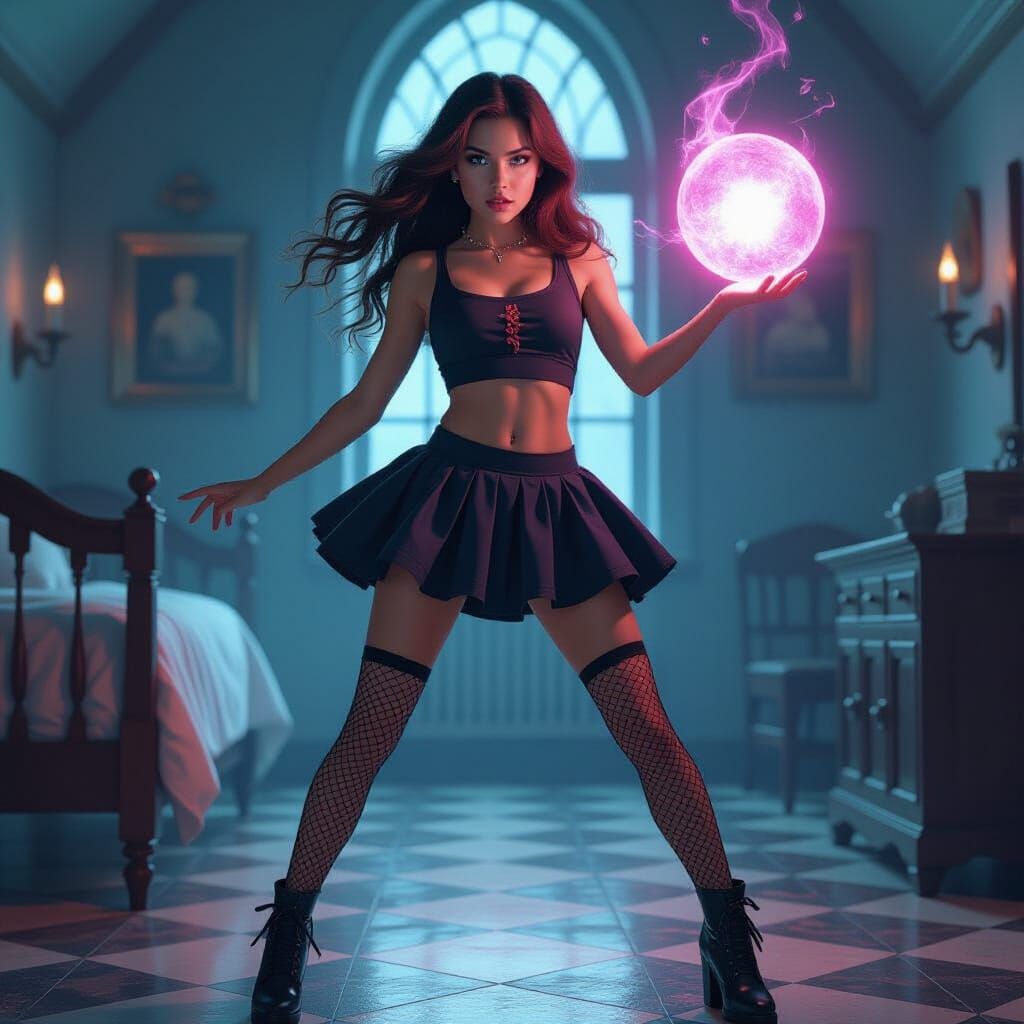Teenage Hermione Granger Wields Magical Orb in Fantasy Art S...
