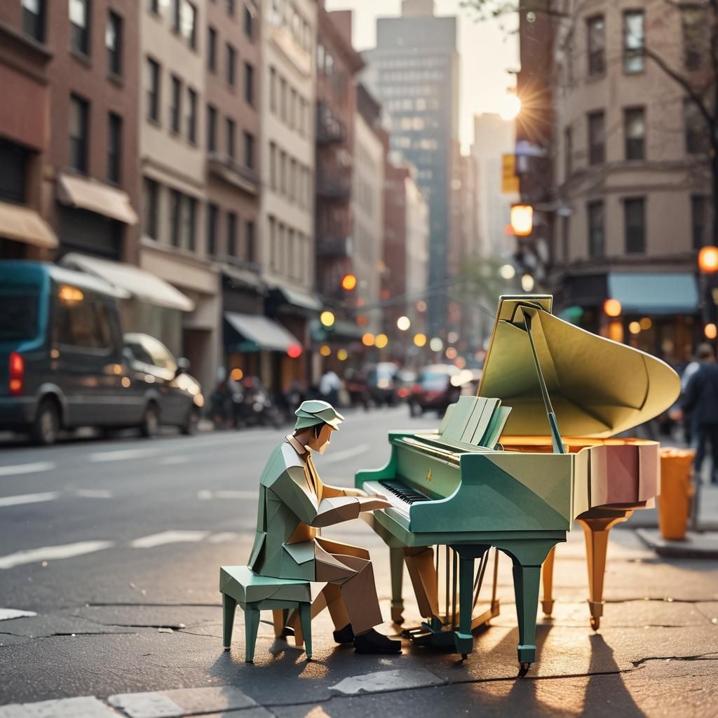 Origami Papercraft: Pianist in New York