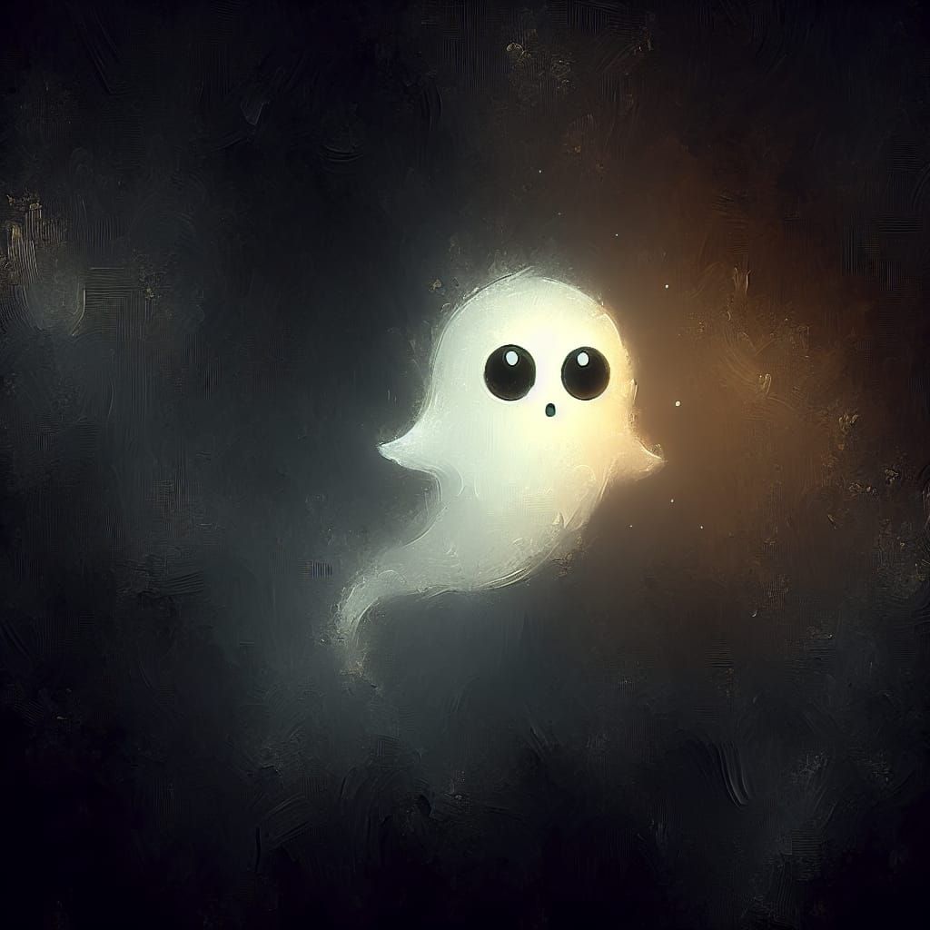 Minimalist Fantasy Artwork: Worried Ghost in the Dark