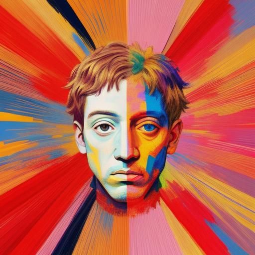 Picasso Inspired Digital Art in Yellow and Blue