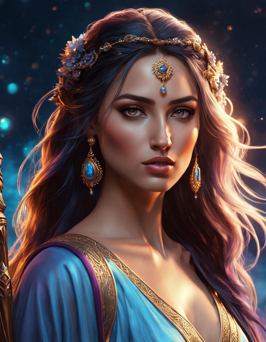 Arab Warrior Woman in Magical Landscape