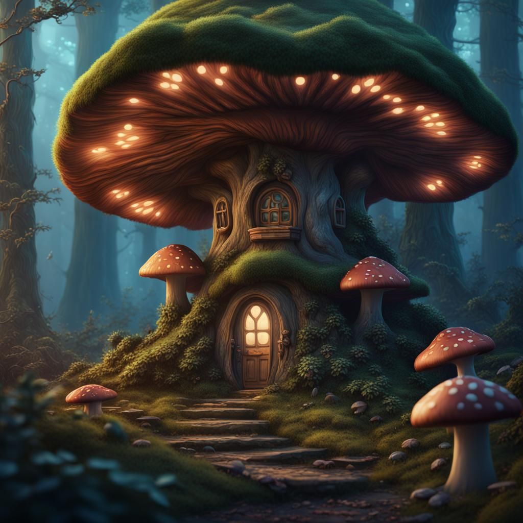 Fairy in Mushroom Home Fantasy Art