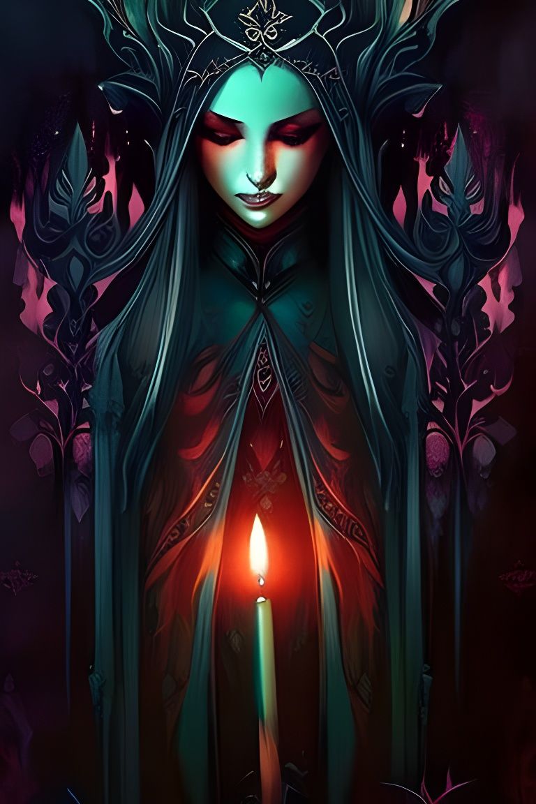 Gothic Witch with Dripping Copper Ink