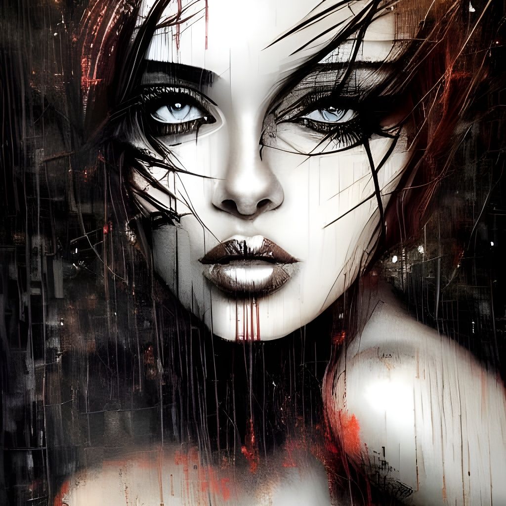 Ethereal Beauty Portrait in Mixed Media Style