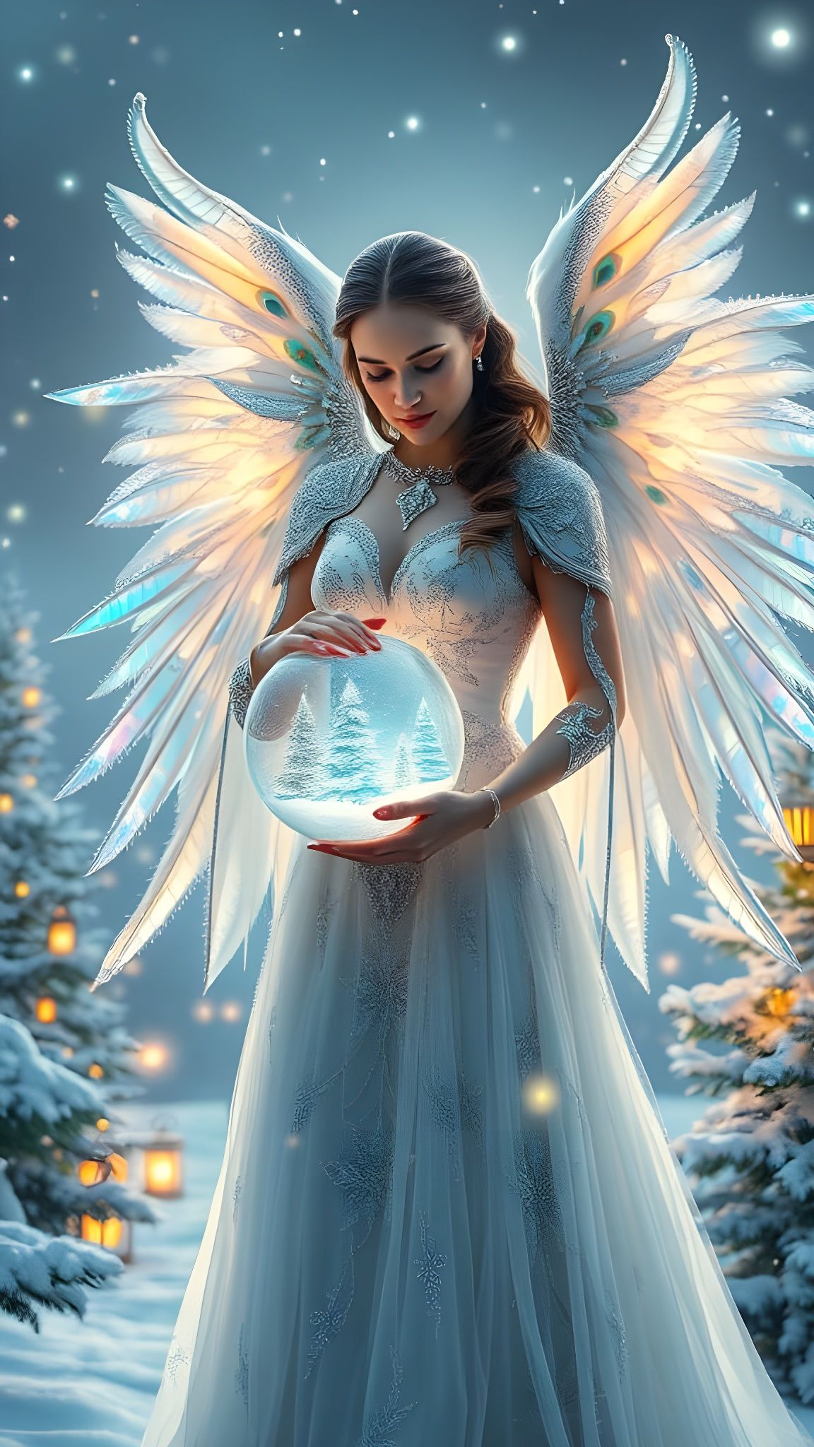 Gal Gadot as a Celestial Holiday Angel in Ethereal White Gow...