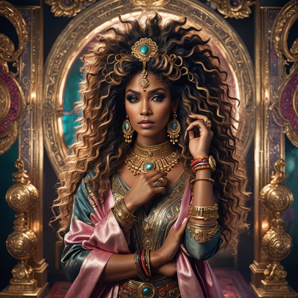 Luxurious Studio Portrait of Confident Woman in Digital Art