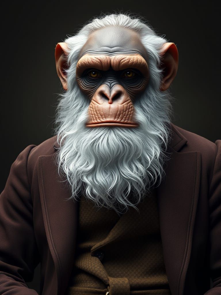 Victorian Chimpanzee Hybrid Portrait in Digital Art Style