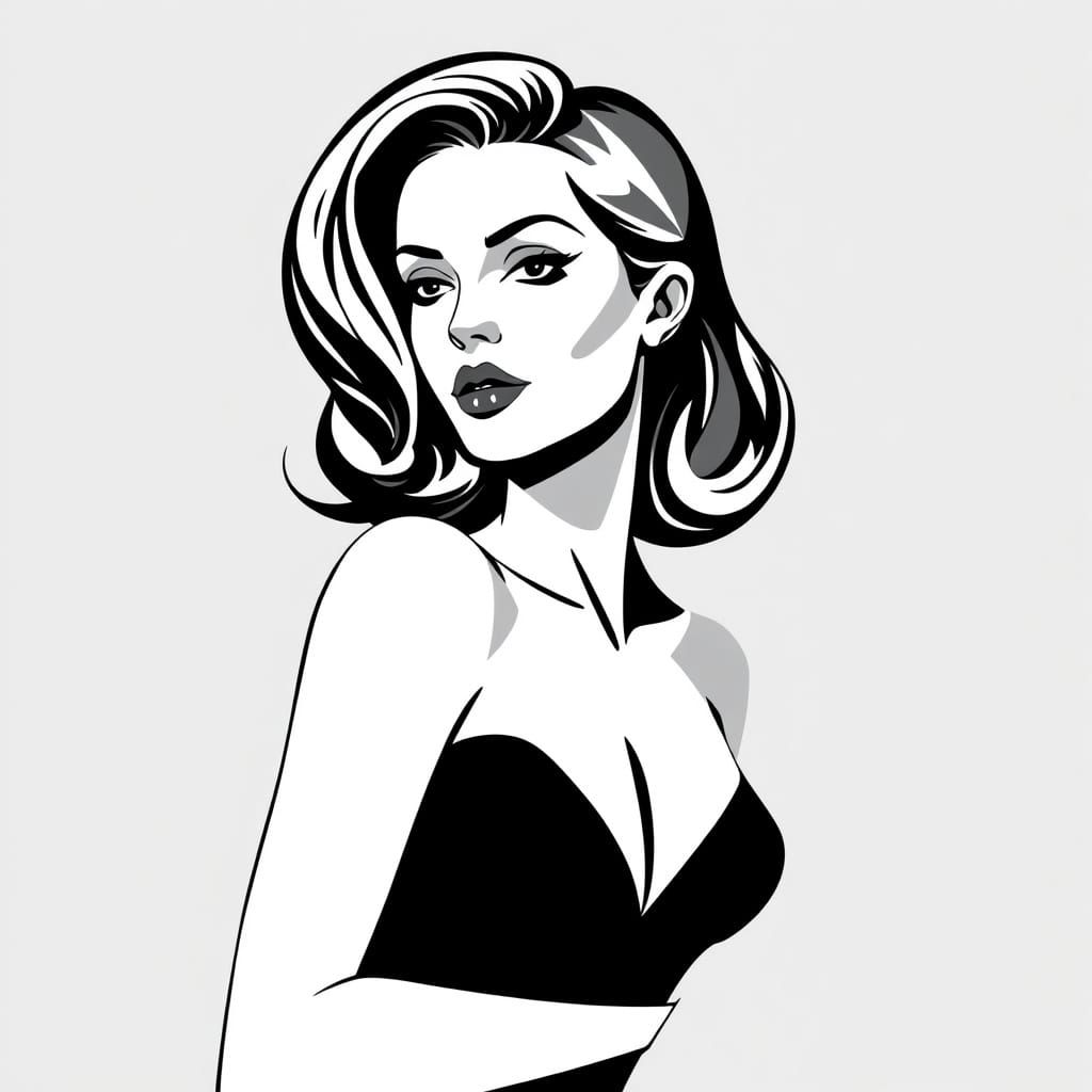 Cubist Woman in Monochromatic Hues