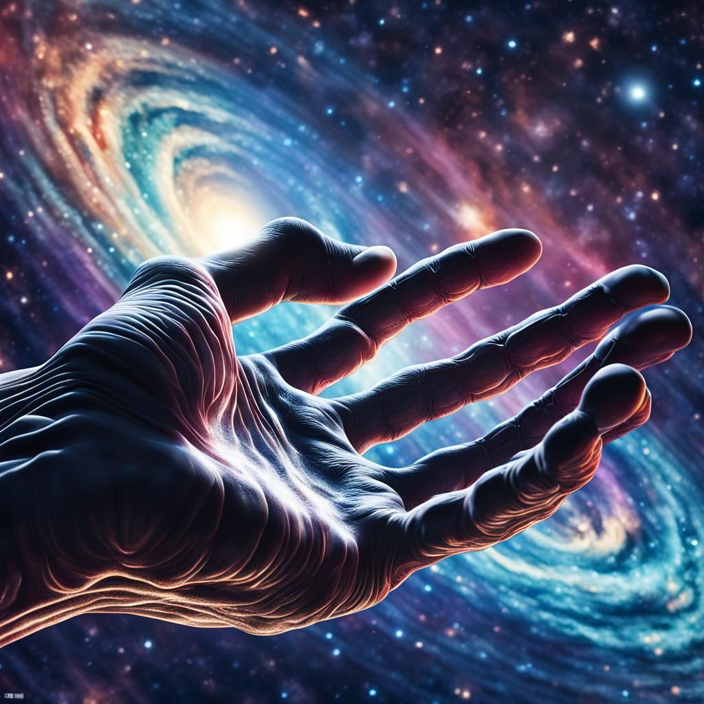 Alien Reaching Out in Space: 3D Render