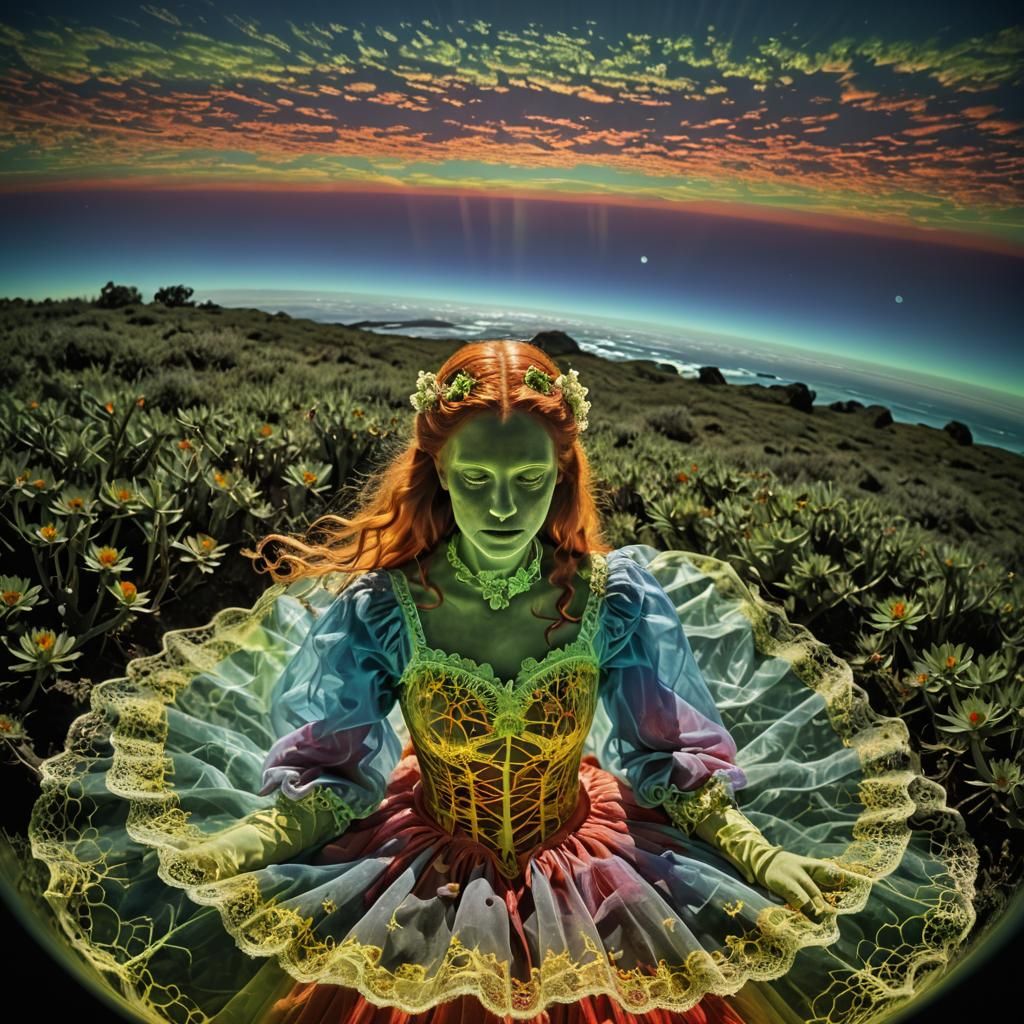 Rainbow X-Ray Portrait of Ophelia in Little Planet Style