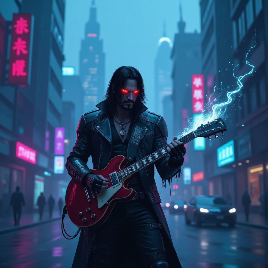 Ghostly Cyberpunk Revenant Haunts Neon City Streets