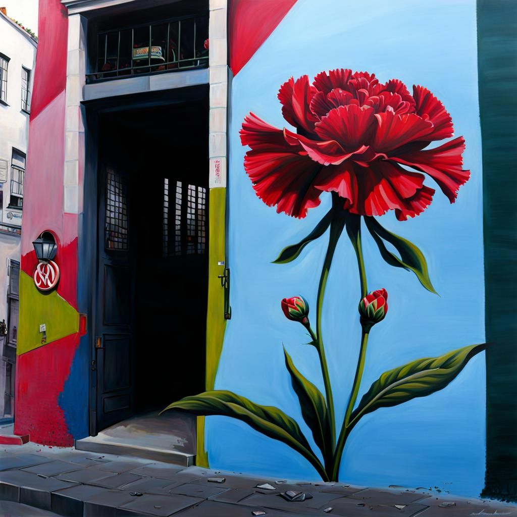 Carnation Revolution Painting with Graffiti Art