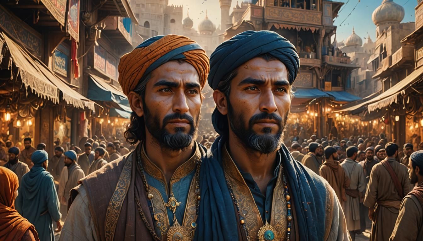 Umar (RA) Portrait in Bustling Marketplace