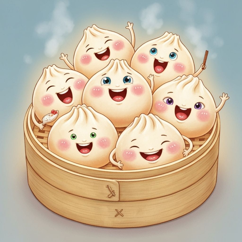 Delightful Watercolour Illustration of Laughing Chinese Dump...