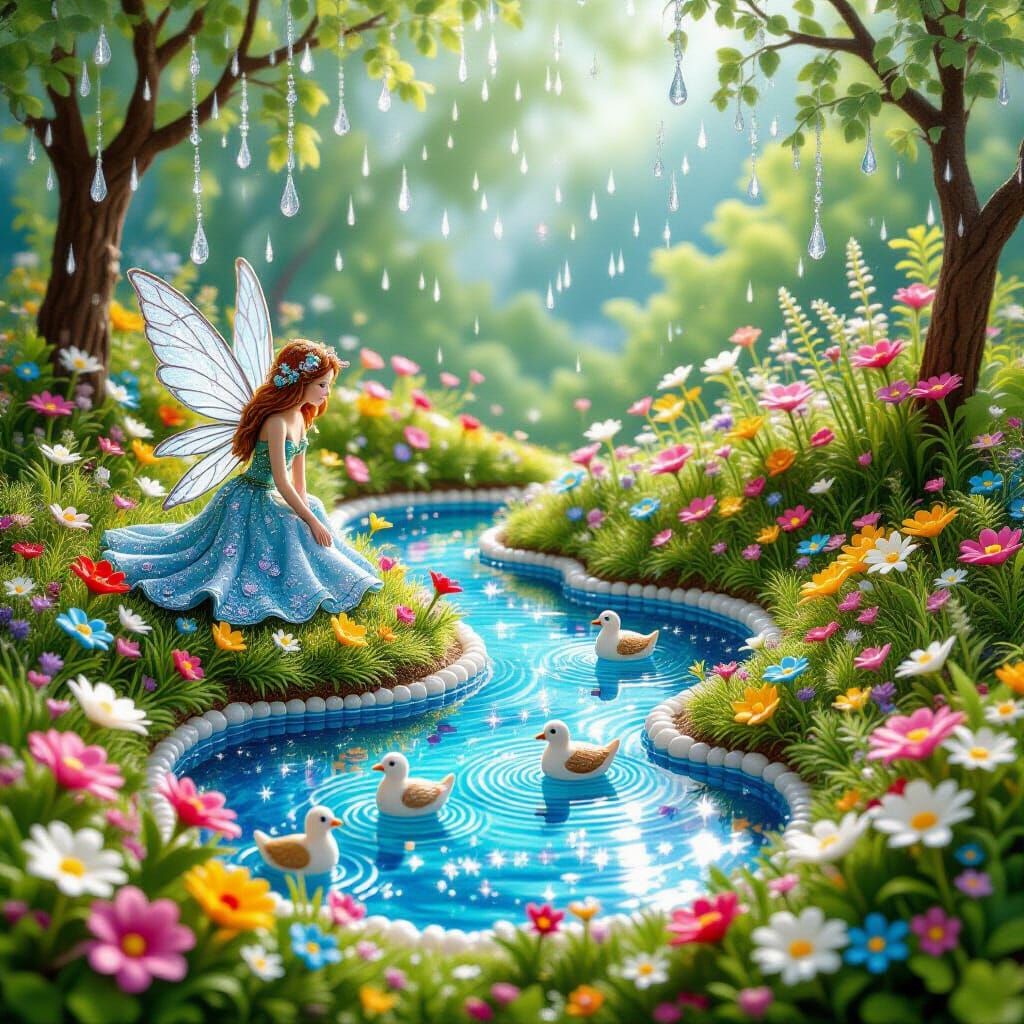 Beaded Fairy Meadow with Glittering Rain