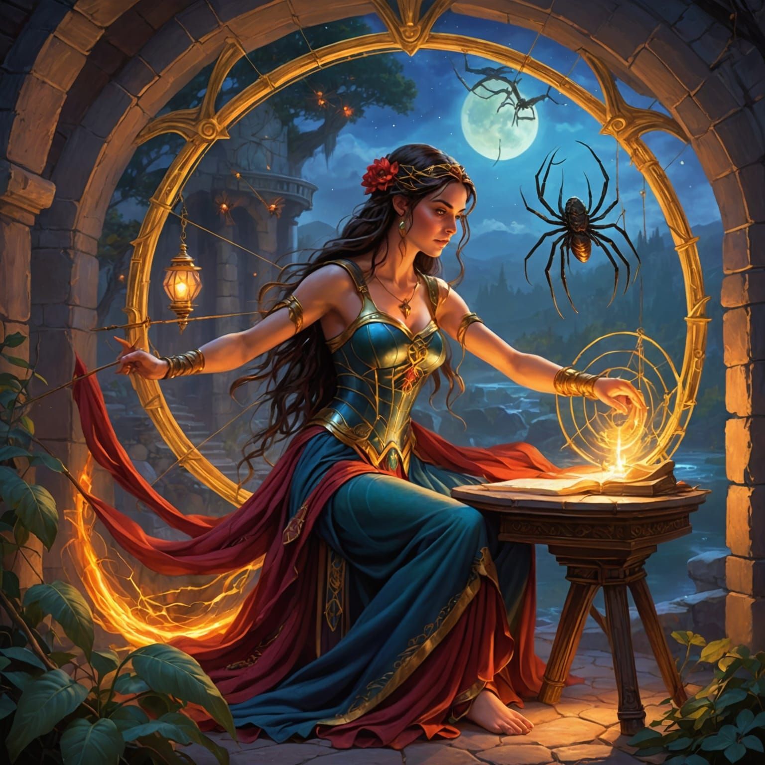 Arachnia's Transformation: Spider Goddess Fantasy Art