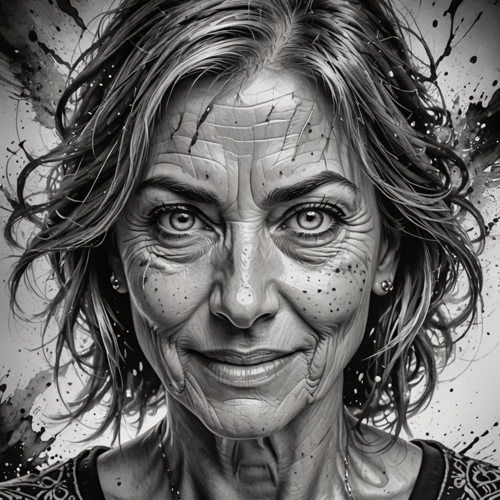 Expressive Portrait of a Middle-Aged Woman