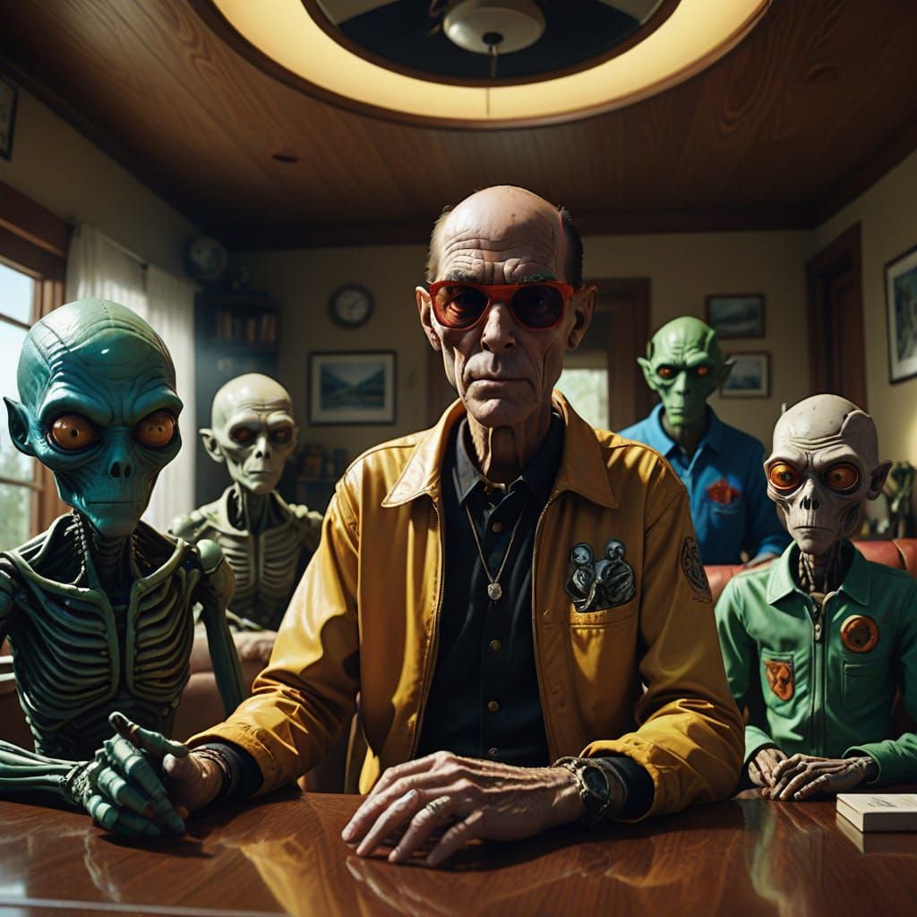 Hunter S Thompson Interviews Aliens in Suburban Home