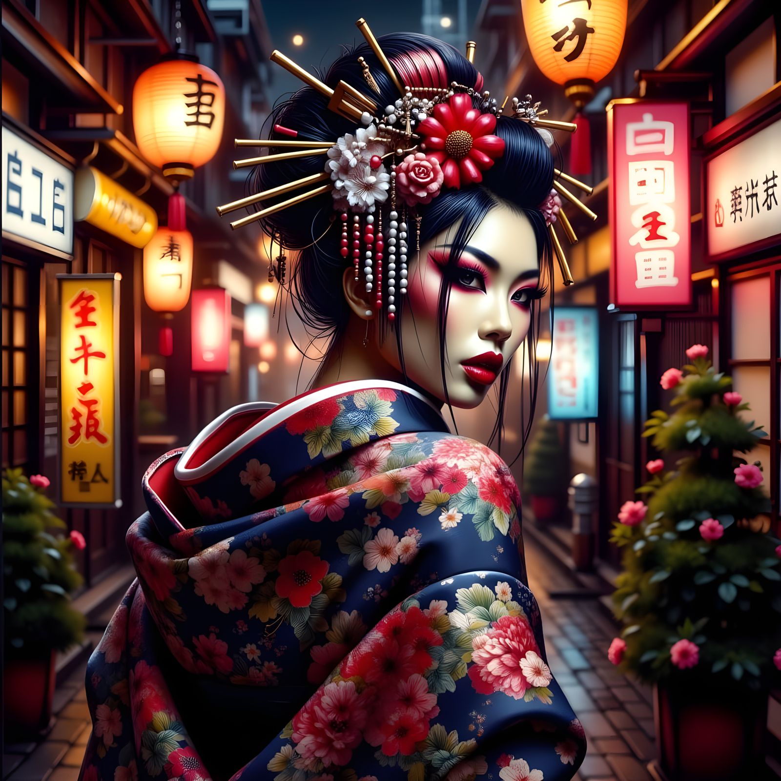 Anti-American Geisha in Red, White, and Blue