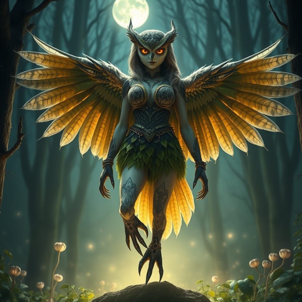 Elara: Demigoddess of Nature as Owl Hybrid