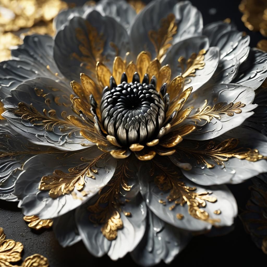 Baroque Still Life: Radiant Flower in Chiaroscuro