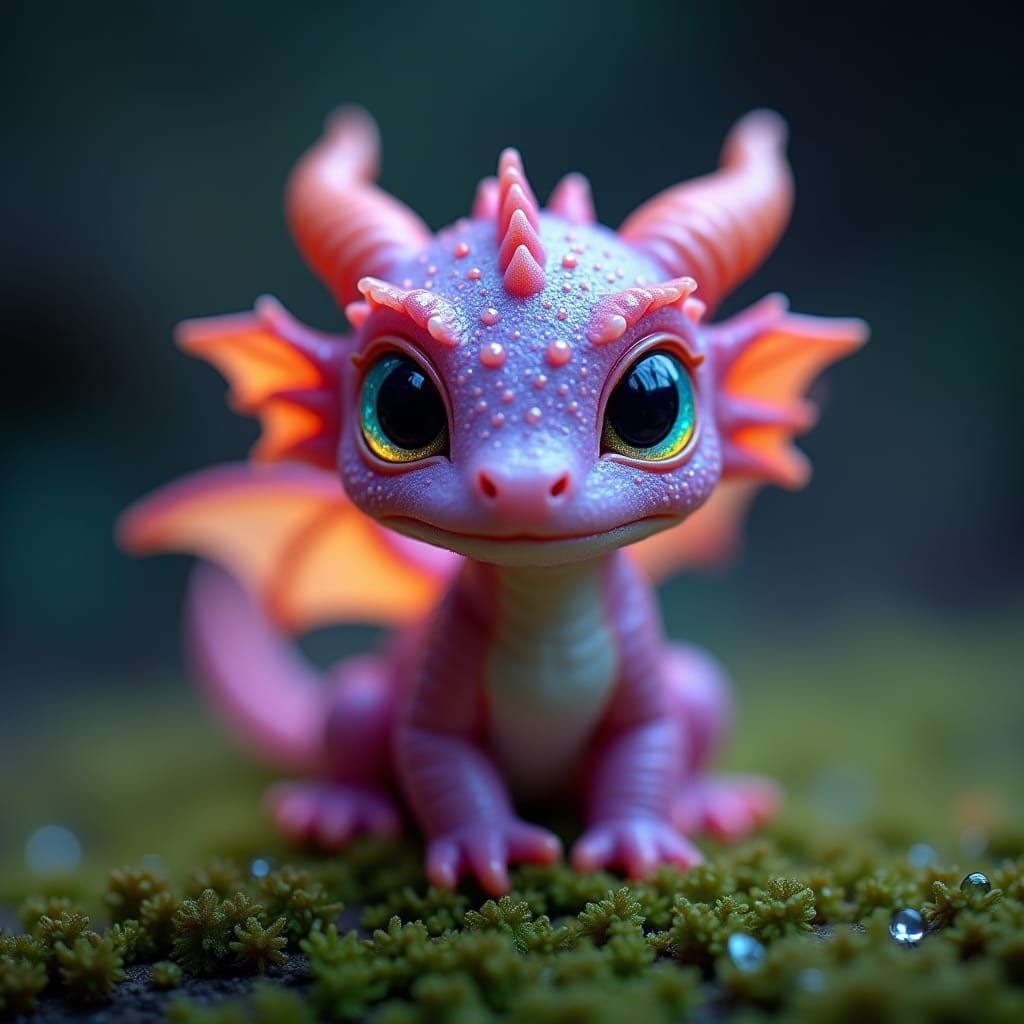 Luminous Gemstone Baby Dragon with Expressive Eyes