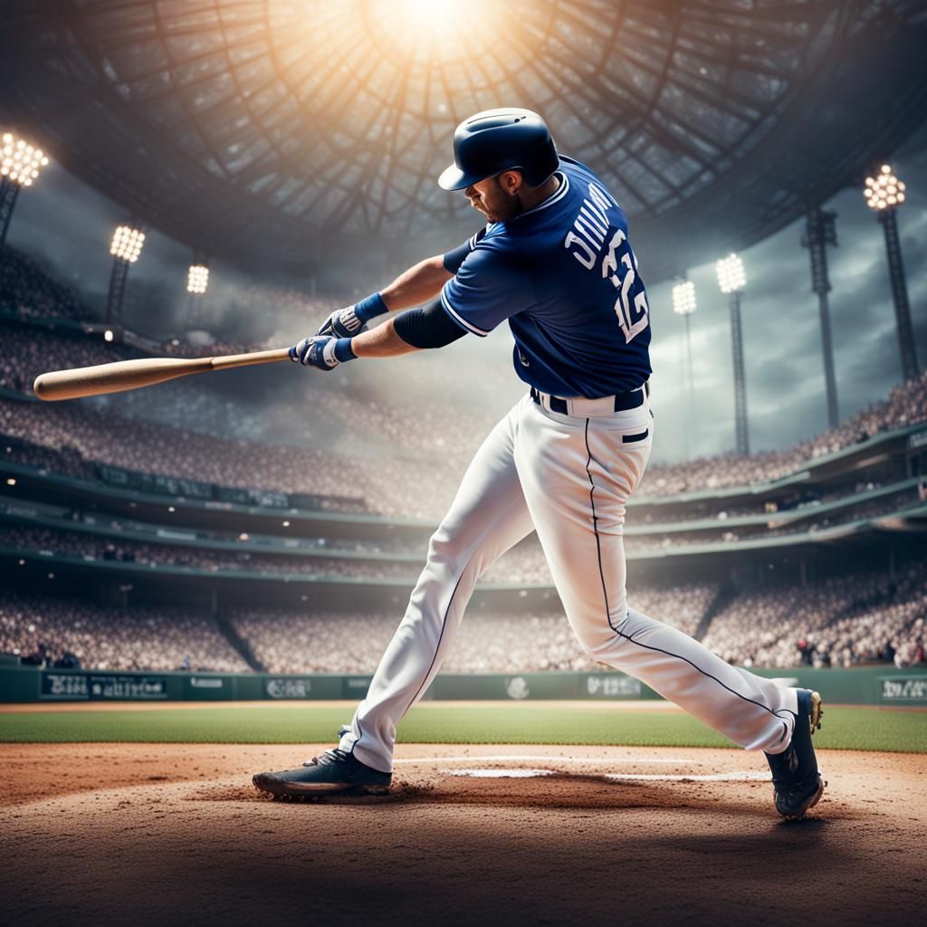 Baseball Player Swinging: Epic Cinematic Digital Art