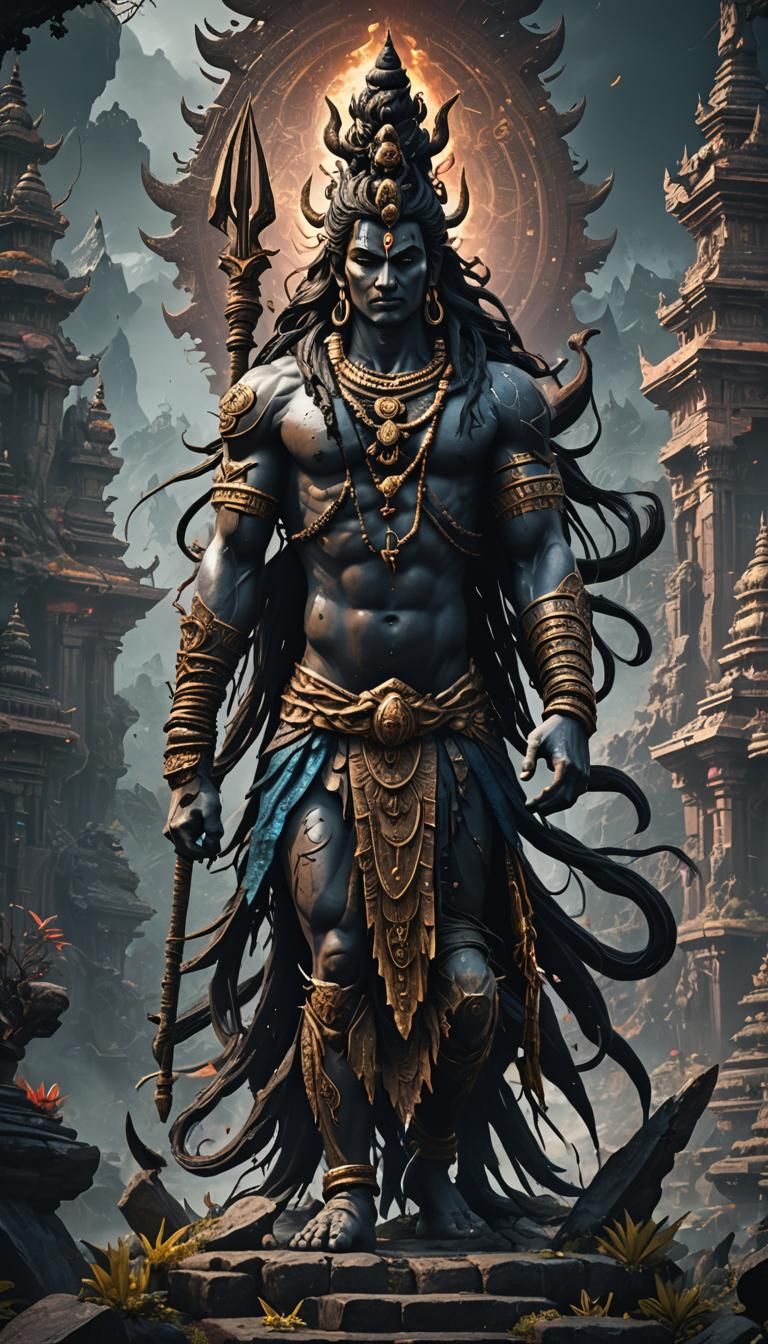 Lord Shiva Dark Matte Painting in 8K